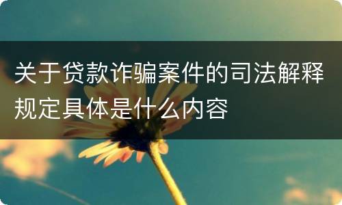 关于贷款诈骗案件的司法解释规定具体是什么内容