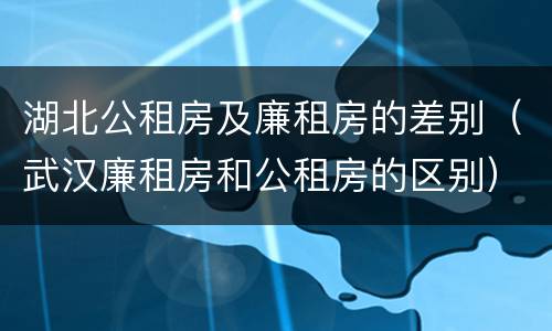 湖北公租房及廉租房的差别（武汉廉租房和公租房的区别）
