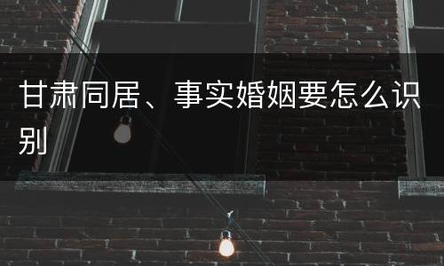 甘肃同居、事实婚姻要怎么识别