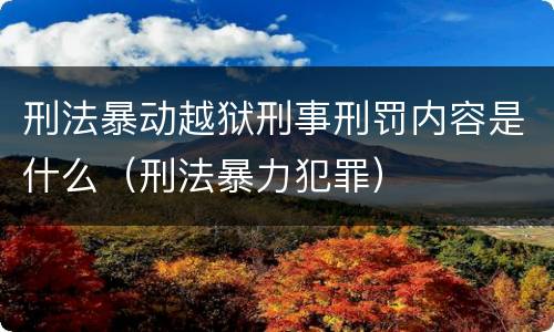 刑法暴动越狱刑事刑罚内容是什么（刑法暴力犯罪）