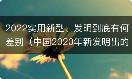 2022实用新型、发明到底有何差别（中国2020年新发明出的科技）