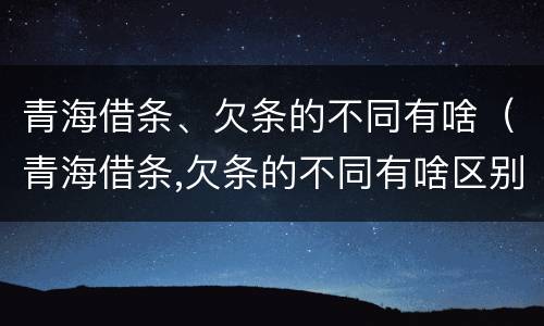 青海借条、欠条的不同有啥（青海借条,欠条的不同有啥区别）