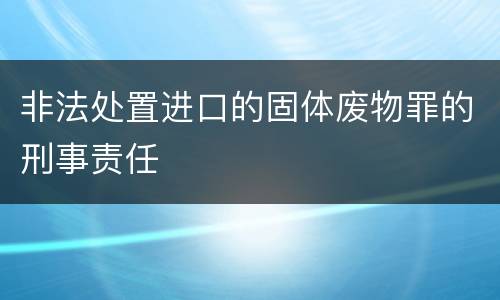 非法处置进口的固体废物罪的刑事责任