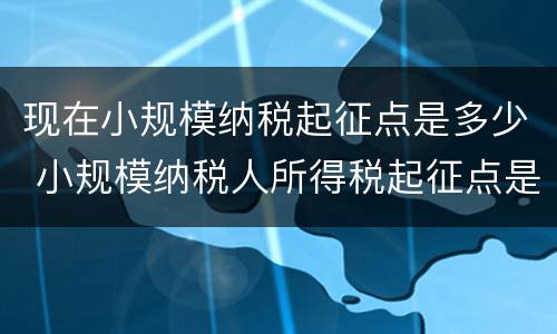 现在小规模纳税起征点是多少 小规模纳税人所得税起征点是多少