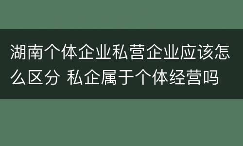 湖南个体企业私营企业应该怎么区分 私企属于个体经营吗
