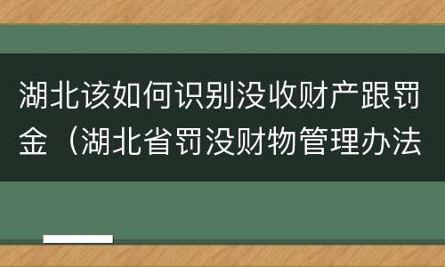 湖北该如何识别没收财产跟罚金（湖北省罚没财物管理办法）