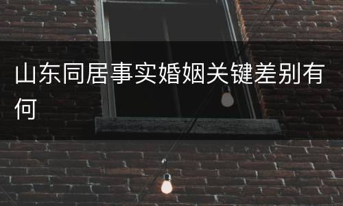 山东同居事实婚姻关键差别有何