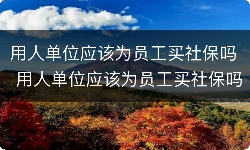 用人单位应该为员工买社保吗 用人单位应该为员工买社保吗合法吗
