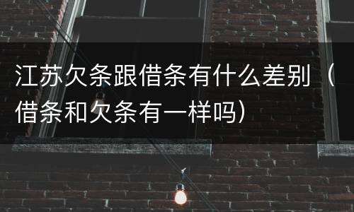 江苏欠条跟借条有什么差别（借条和欠条有一样吗）
