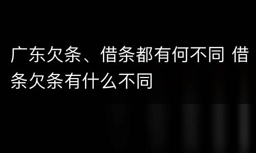 广东欠条、借条都有何不同 借条欠条有什么不同