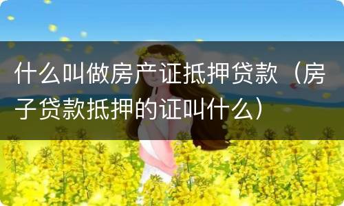 什么叫做房产证抵押贷款（房子贷款抵押的证叫什么）