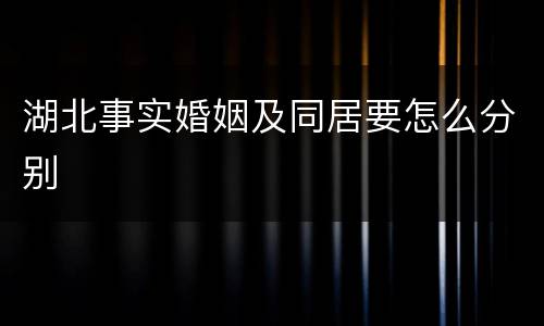 湖北事实婚姻及同居要怎么分别