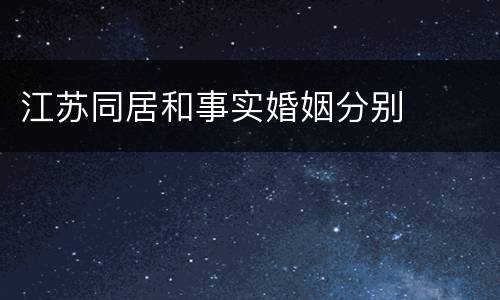 江苏同居和事实婚姻分别