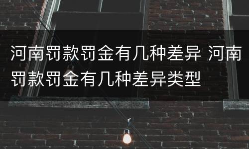 河南罚款罚金有几种差异 河南罚款罚金有几种差异类型