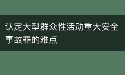 认定大型群众性活动重大安全事故罪的难点