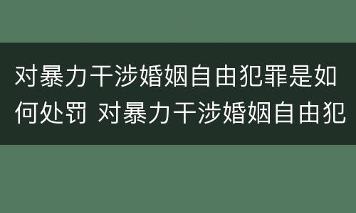 对暴力干涉婚姻自由犯罪是如何处罚 对暴力干涉婚姻自由犯罪是如何处罚的