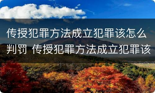 传授犯罪方法成立犯罪该怎么判罚 传授犯罪方法成立犯罪该怎么判罚款