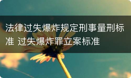 法律过失爆炸规定刑事量刑标准 过失爆炸罪立案标准