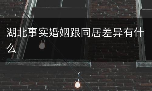 湖北事实婚姻跟同居差异有什么