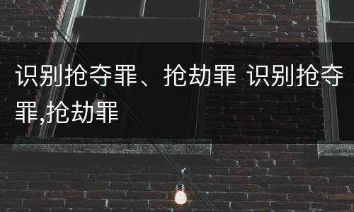 识别抢夺罪、抢劫罪 识别抢夺罪,抢劫罪