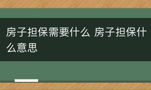 房子担保需要什么 房子担保什么意思
