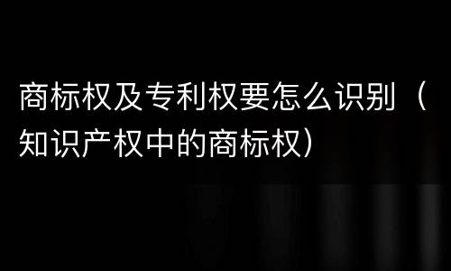 商标权及专利权要怎么识别（知识产权中的商标权）