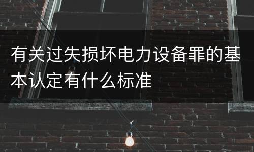 有关过失损坏电力设备罪的基本认定有什么标准