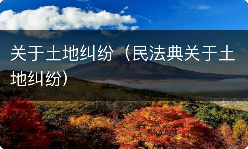 关于土地纠纷（民法典关于土地纠纷）