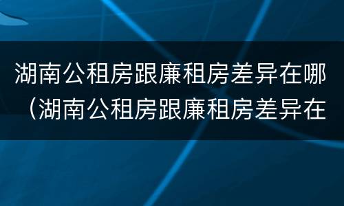 湖南公租房跟廉租房差异在哪（湖南公租房跟廉租房差异在哪查）