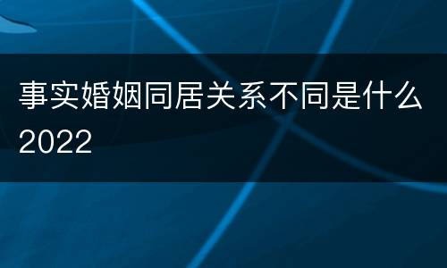 事实婚姻同居关系不同是什么2022