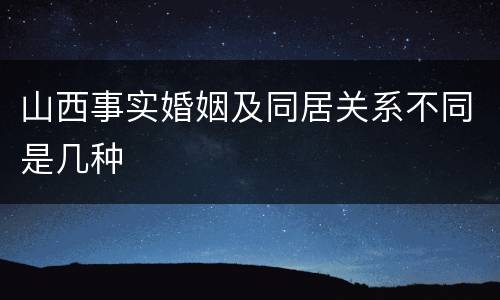山西事实婚姻及同居关系不同是几种