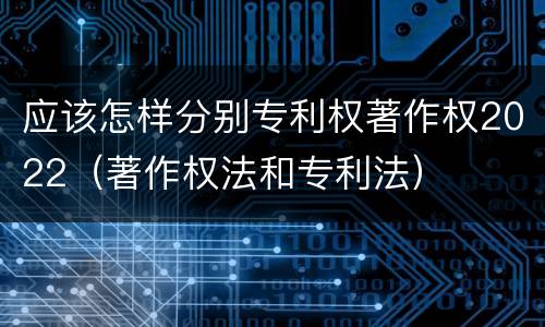 应该怎样分别专利权著作权2022（著作权法和专利法）