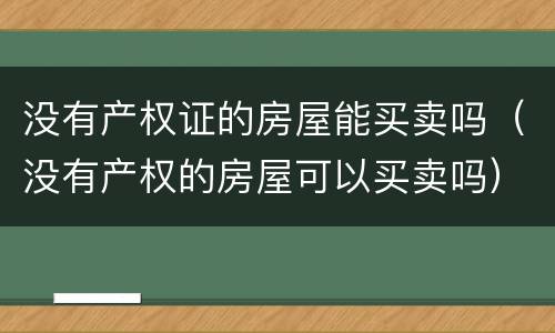 没有产权证的房屋能买卖吗（没有产权的房屋可以买卖吗）