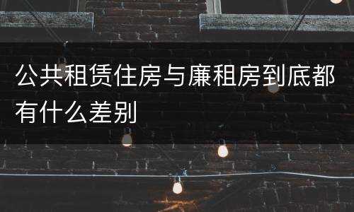 公共租赁住房与廉租房到底都有什么差别