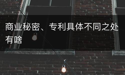商业秘密、专利具体不同之处有啥