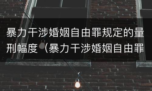 暴力干涉婚姻自由罪规定的量刑幅度（暴力干涉婚姻自由罪是刑法第几章）