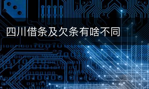 四川借条及欠条有啥不同