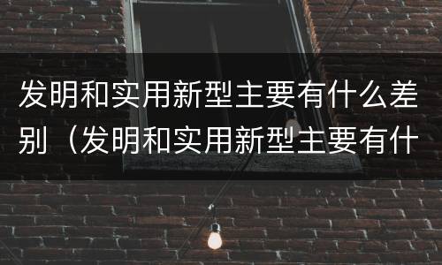 发明和实用新型主要有什么差别（发明和实用新型主要有什么差别英语）