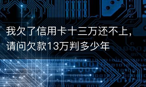 我欠了信用卡十三万还不上，请问欠款13万判多少年
