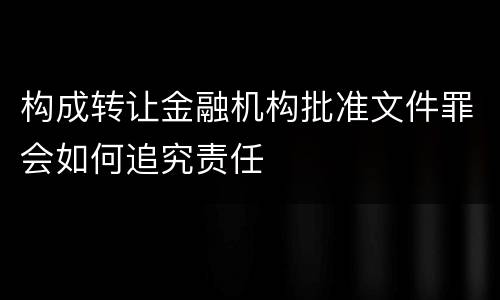 构成转让金融机构批准文件罪会如何追究责任