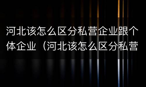 河北该怎么区分私营企业跟个体企业（河北该怎么区分私营企业跟个体企业呢）