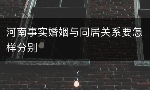 河南事实婚姻与同居关系要怎样分别