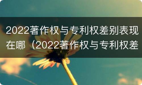 2022著作权与专利权差别表现在哪（2022著作权与专利权差别表现在哪几方面）