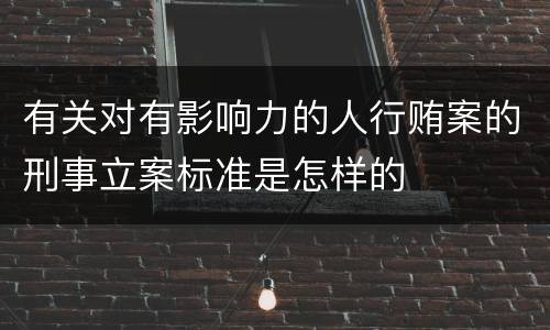 有关对有影响力的人行贿案的刑事立案标准是怎样的