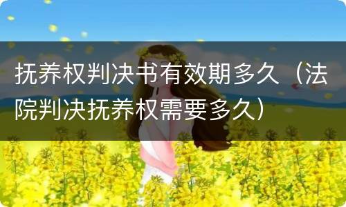 抚养权判决书有效期多久（法院判决抚养权需要多久）