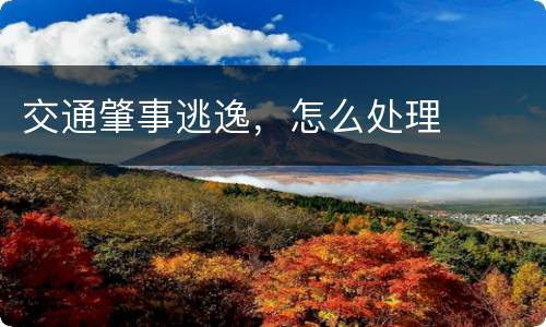 交通肇事逃逸，怎么处理