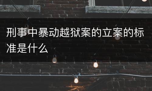 刑事中暴动越狱案的立案的标准是什么
