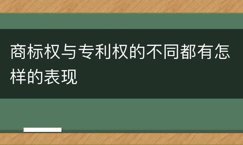 商标权与专利权的不同都有怎样的表现