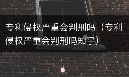 专利侵权严重会判刑吗（专利侵权严重会判刑吗知乎）