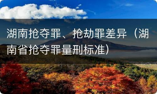 湖南抢夺罪、抢劫罪差异（湖南省抢夺罪量刑标准）